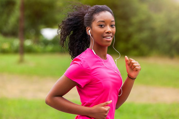 African American Woman Runner Jogging Outdoors - Fitness, People