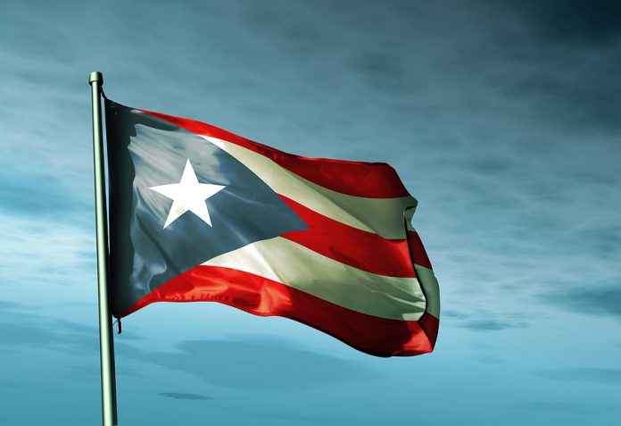 Puerto Rico flag waving on the wind