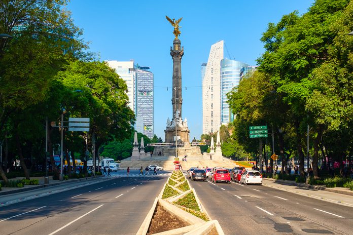 MEXICO CITY - JULY 14,2018 : Paseo de la Reforma and the Angel o