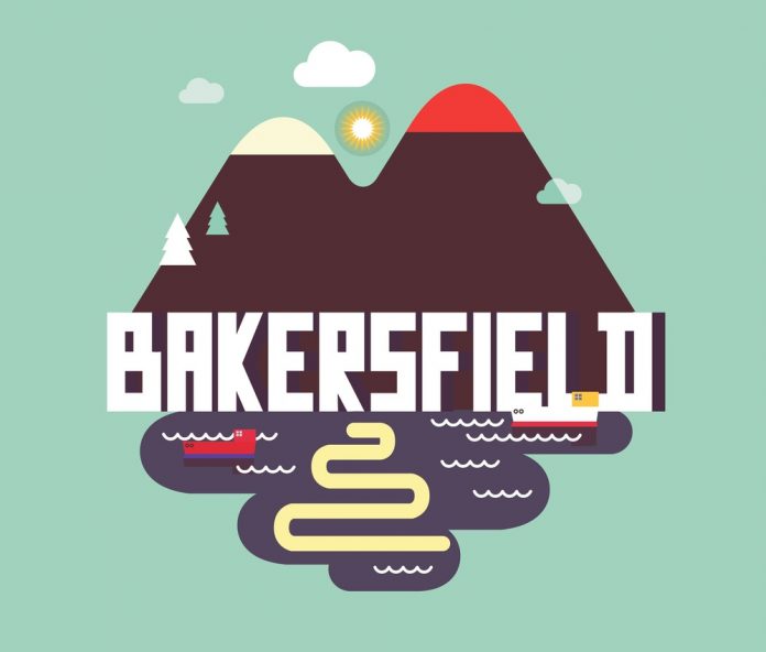 Bakersfield city travel destination in USA. vector cartoon,