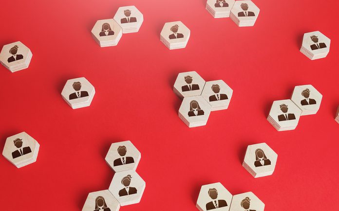 Hexagonal Figures Of Business People. Hiring New Employees And R