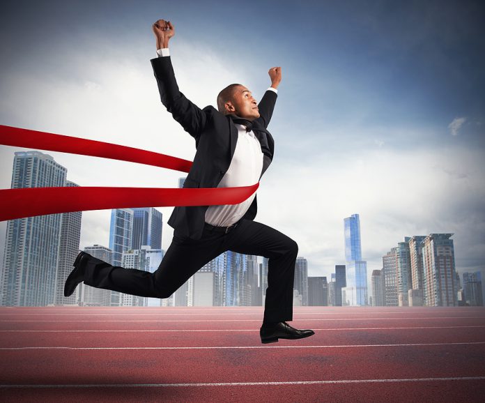 Successful Businessman In A Finishing Line